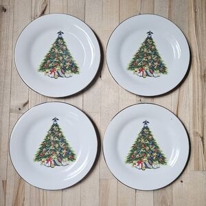 4 Vintage Sea Gull Fine China World Bazaars Christmas Tree Desert Salad Plates